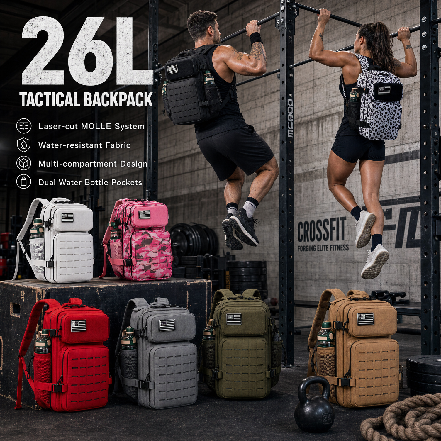 Crossfit Gear Bag - 26L Gym Backpack for Men with