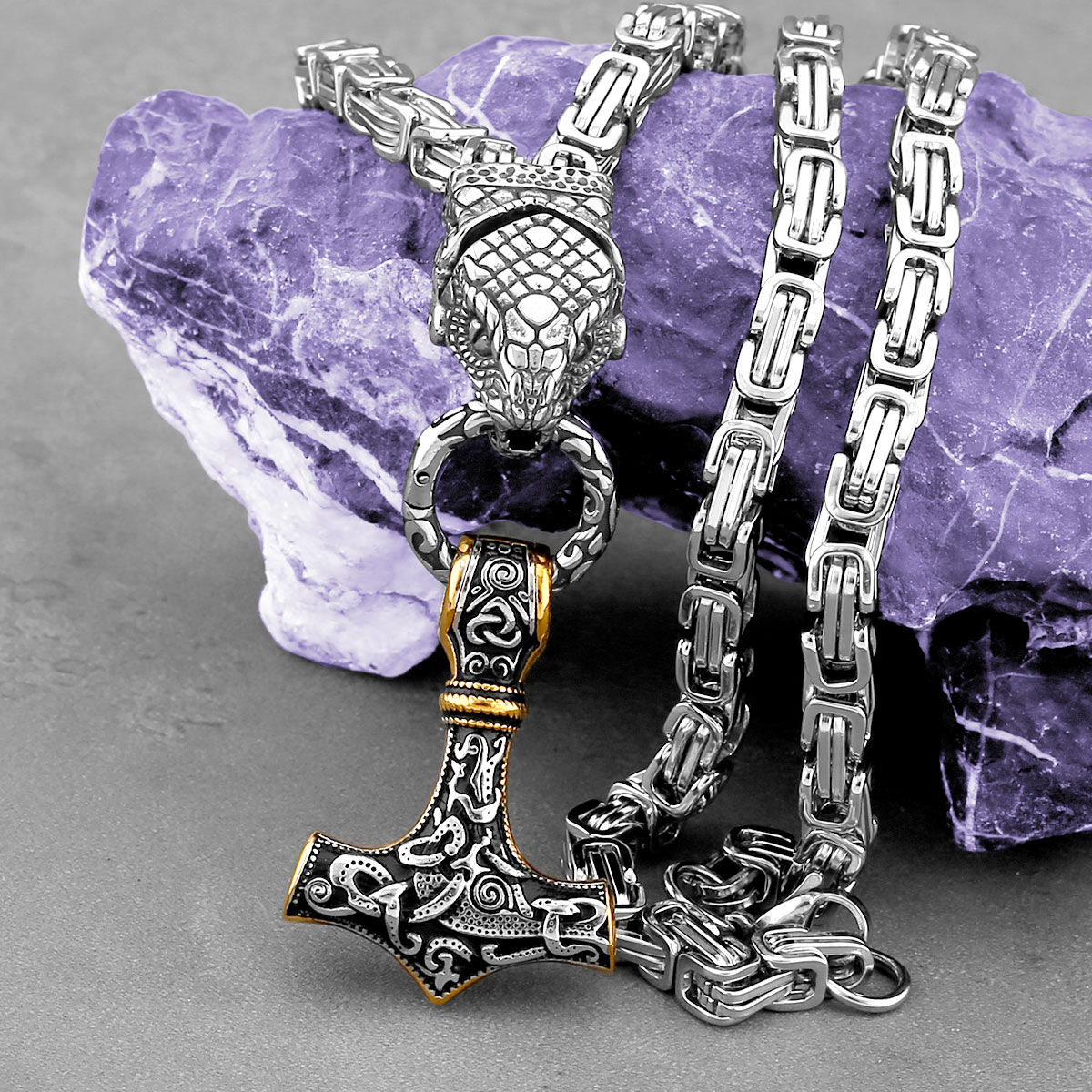 Nordic Odin Snake Head Necklac - مراجعة Battle Rope Anchor وسعره